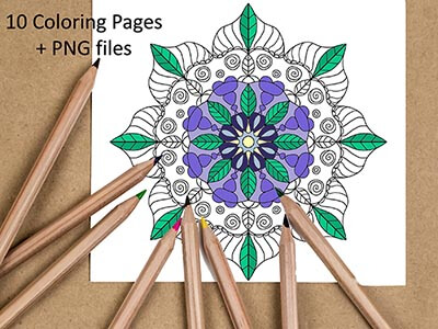 10 Hand Drawn Mandala Coloring Pages