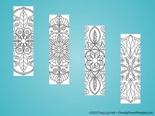 4 Hand Drawn Mandala Bookmarks to Color - Image 3