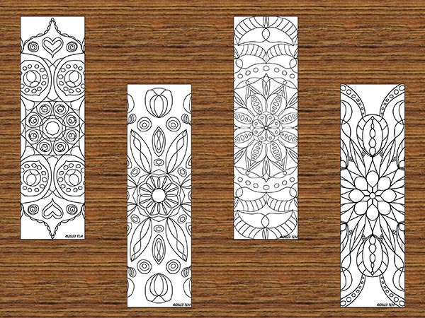 4 Hand Drawn Mandala Bookmarks to Color - Image 3