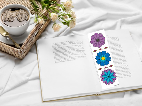 4 Hand Drawn Flower Bookmarks to Color - Image 3
