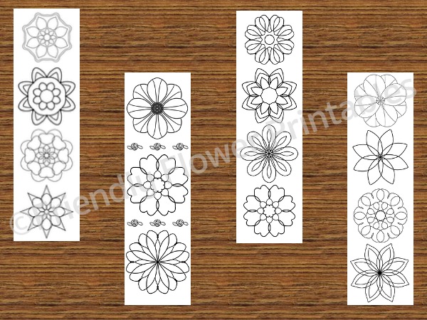 4 Hand Drawn Flower Bookmarks to Color - Image 4